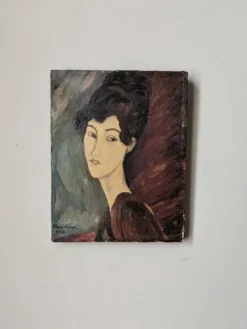 Acrylique sur toile tableau ancien portrait vintage