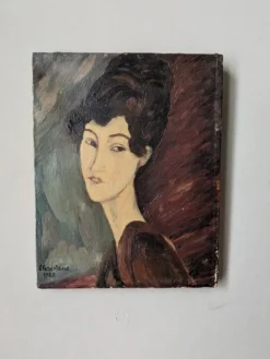 Acrylique sur toile tableau ancien portrait vintage