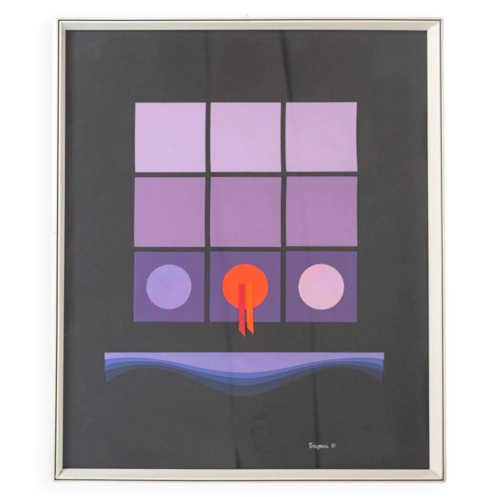 Affiche de collage d'art moderne italien des années 1980 créée par Angela Trapani