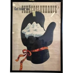 Affiche de voyage française originale / hiver - Tchécoslovaquie / vers 1940