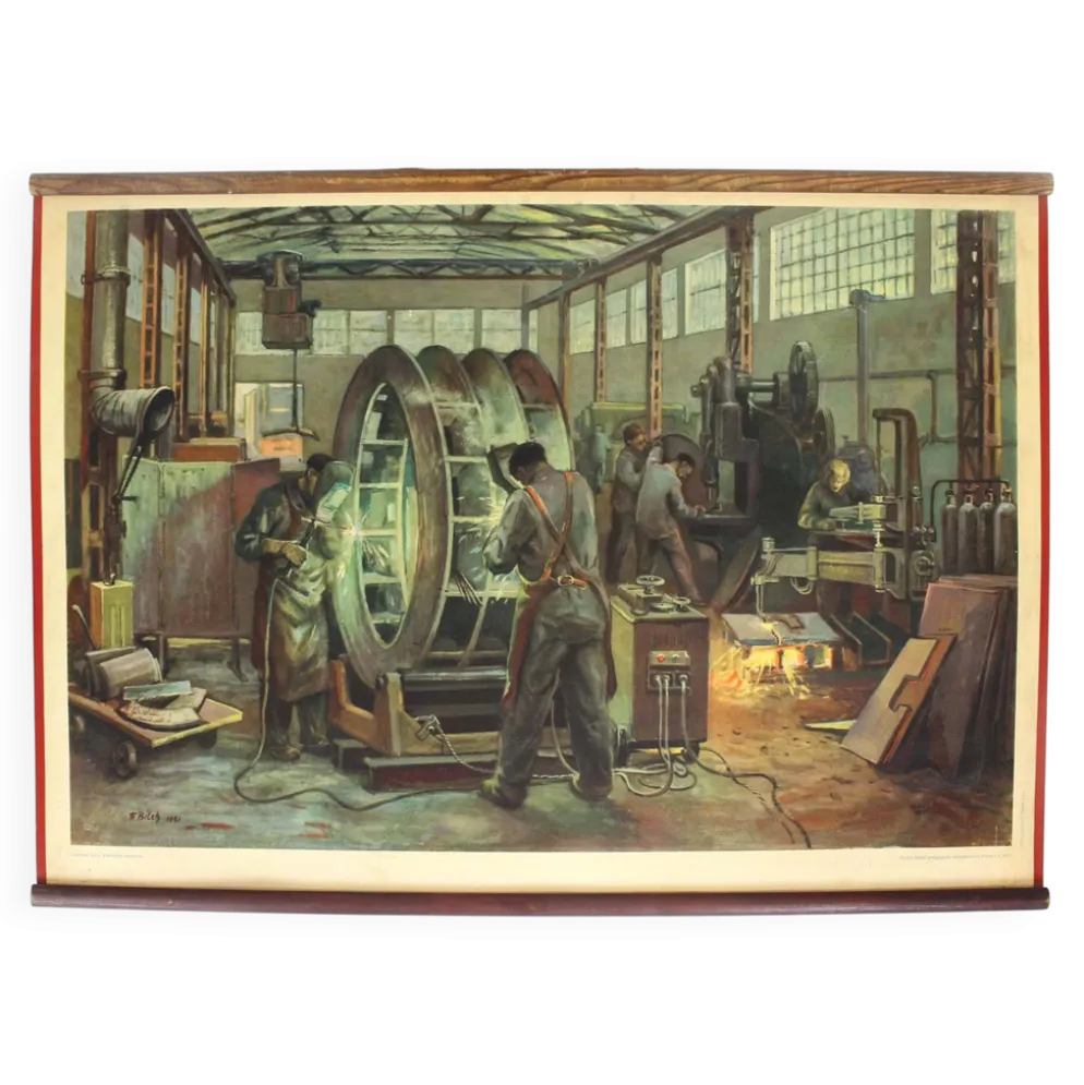 Affiche industrielle tchèque par Frantisek Bilek, années 1950