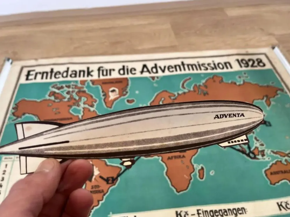 Affiche originale allemande de voyage en dirigeable - années 1930