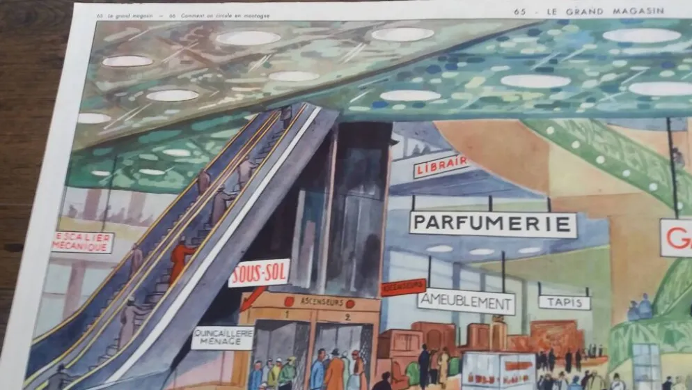 Affiche pédagogique scolaire, le grand magasin, Rossignol Montmorillon