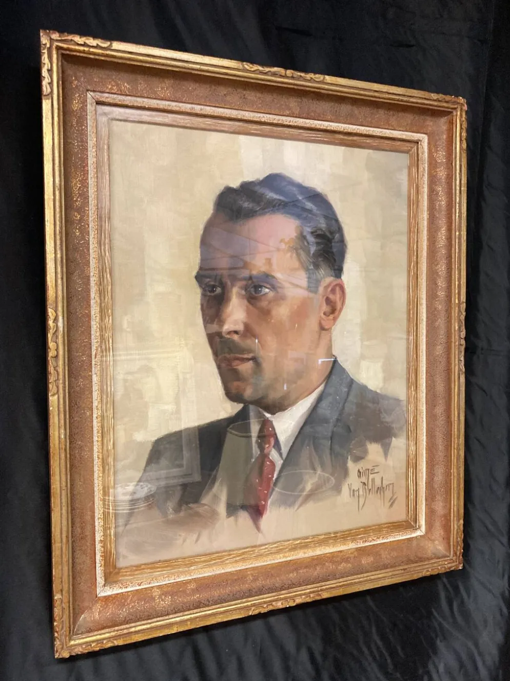 Aimé VAN BELLEGHEM (1922-1996), Portrait de René Brondel, huile sur toile