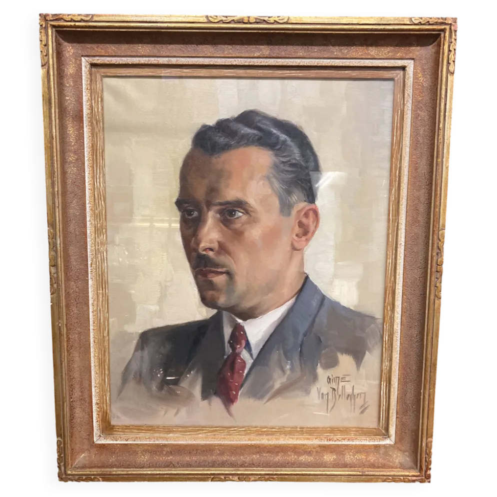 Aimé VAN BELLEGHEM (1922-1996), Portrait de René Brondel, huile sur toile