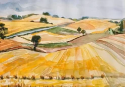Alida Antoinetta van Nie (1927–2010) Monti Volsinii. Aquarelle encadrée.