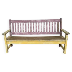 Ancien banc de bistrot à dossier en chêne