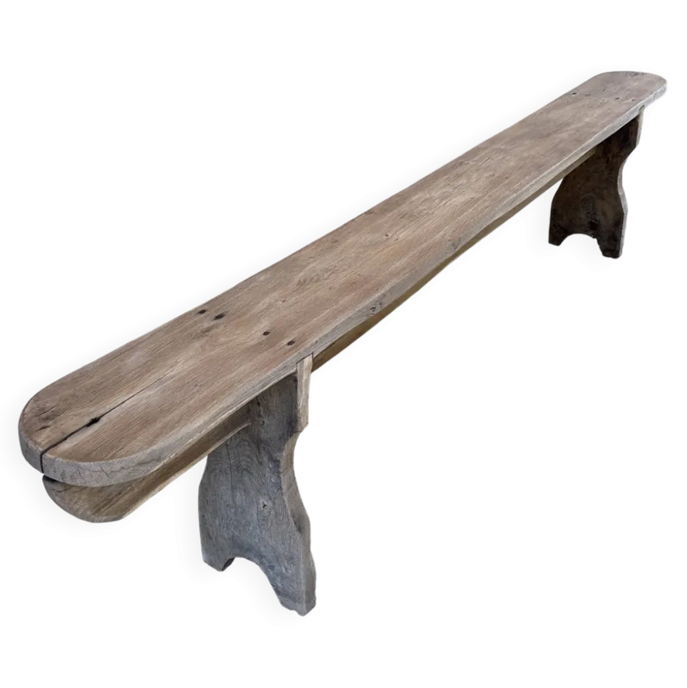 Ancien banc de ferme en chêne de 230 cm
