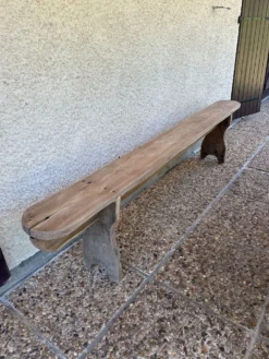 Ancien banc de ferme en chêne de 230 cm