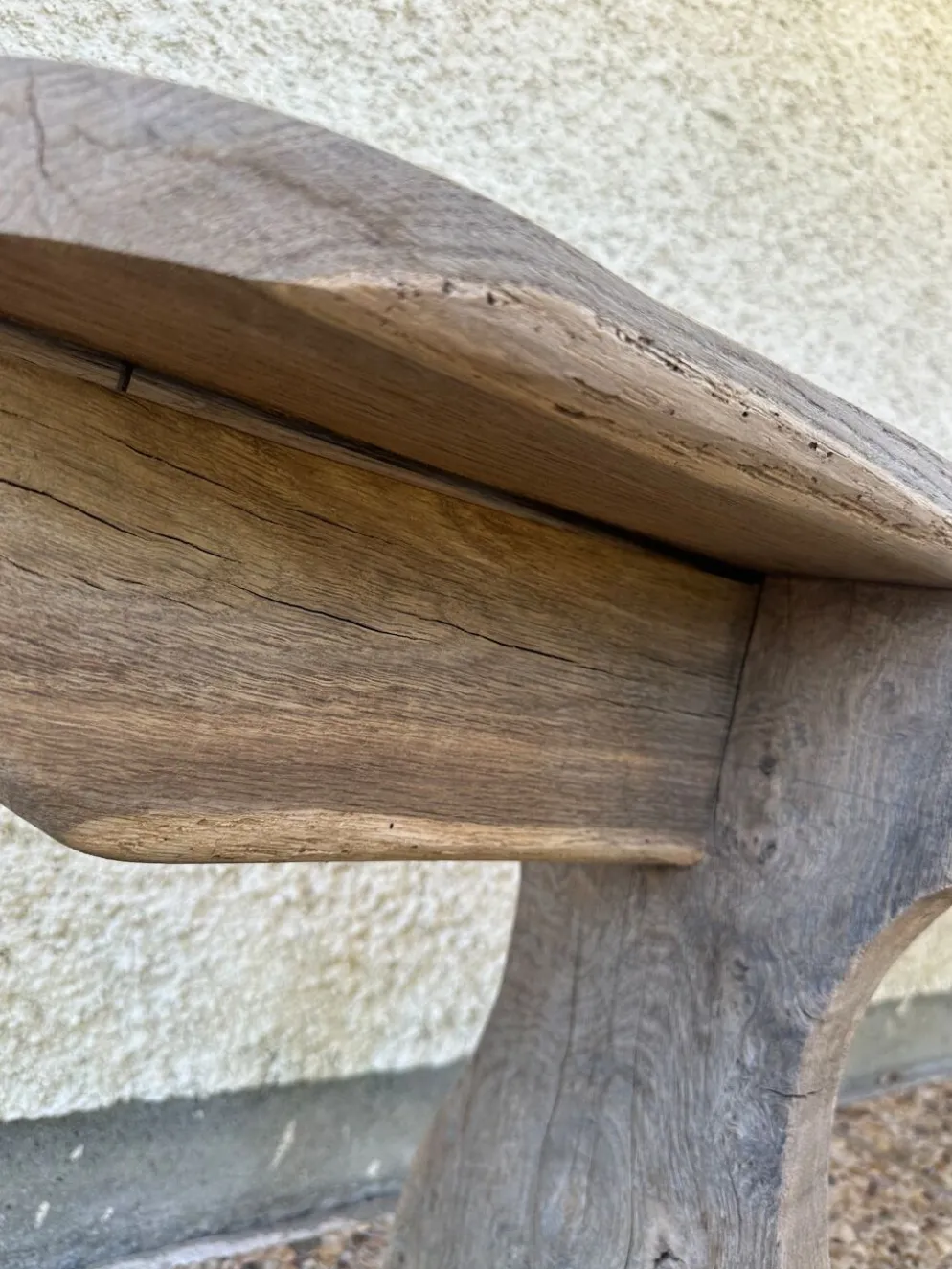 Ancien banc de ferme en chêne de 230 cm