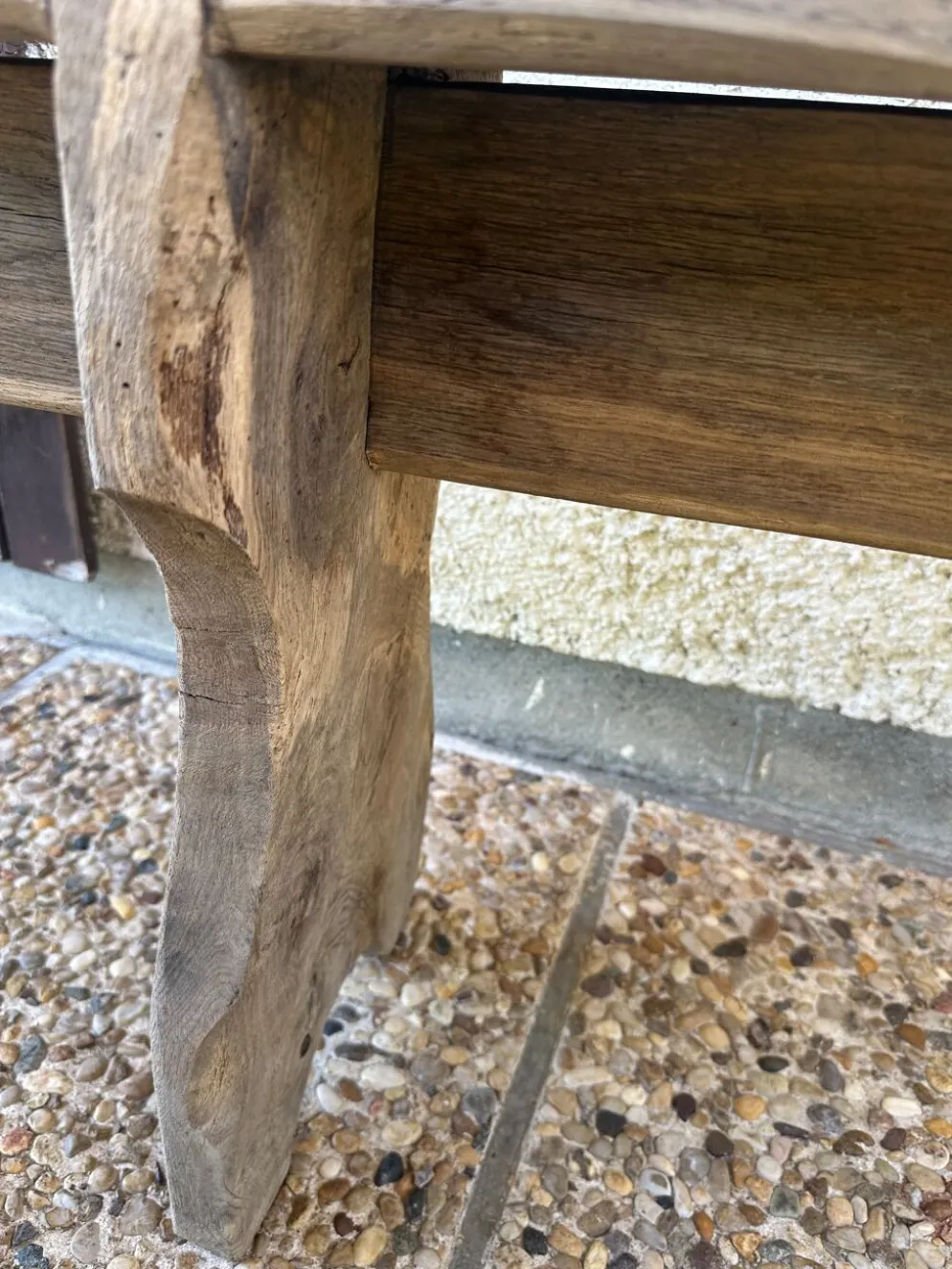Ancien banc de ferme en chêne de 230 cm