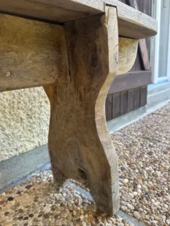 Ancien banc de ferme en chêne de 230 cm
