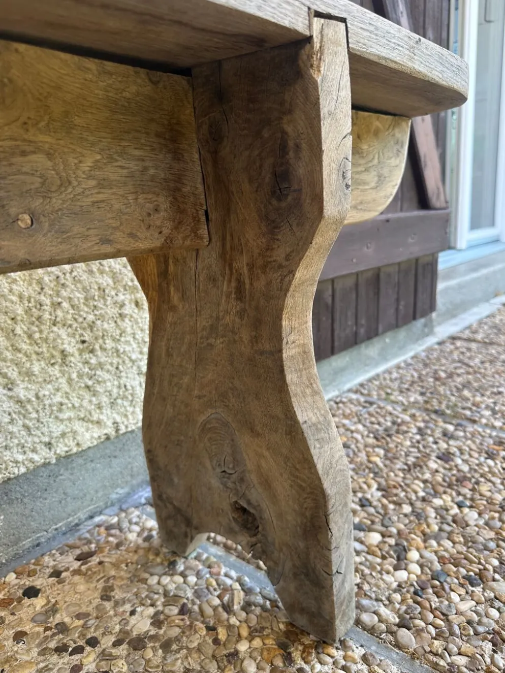 Ancien banc de ferme en chêne de 230 cm