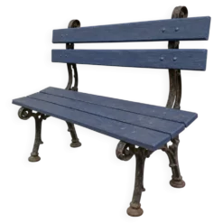Ancien banc de jardin en fonte et bois repeint