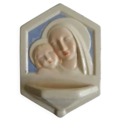 ancien bénitier Desvres Fourmaintraux earthenware holy water font