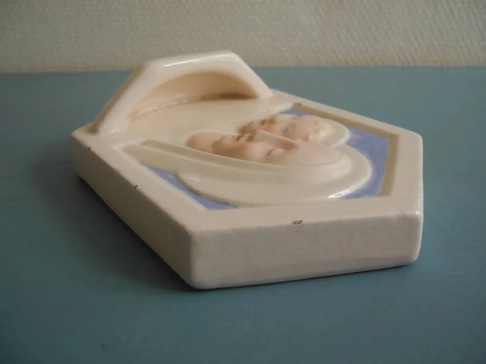 ancien bénitier Desvres Fourmaintraux earthenware holy water font