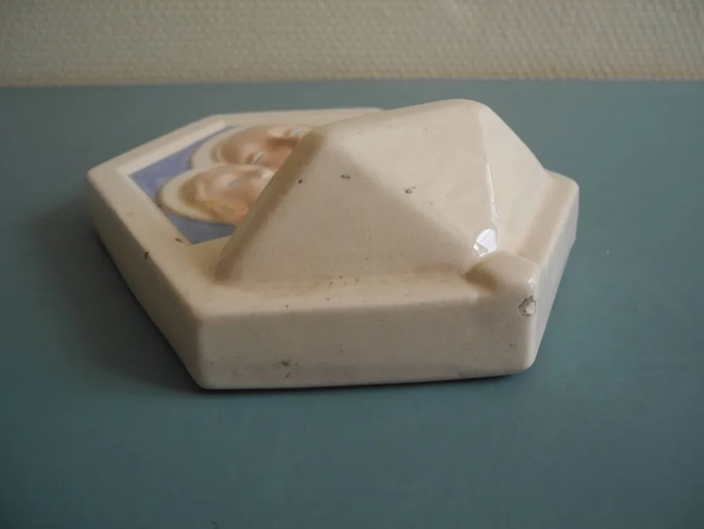 ancien bénitier Desvres Fourmaintraux earthenware holy water font