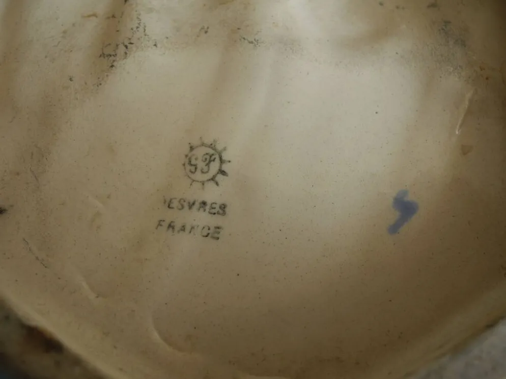 ancien bénitier Desvres Fourmaintraux earthenware holy water font