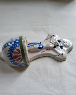 Ancien Bénitier en Faïence Croix émaillée INRI