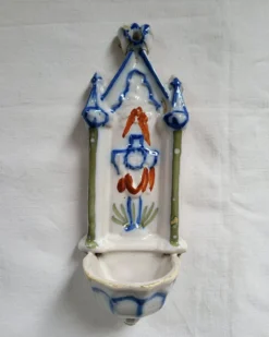 Ancien Bénitier en Faïence de Martres Tolosane