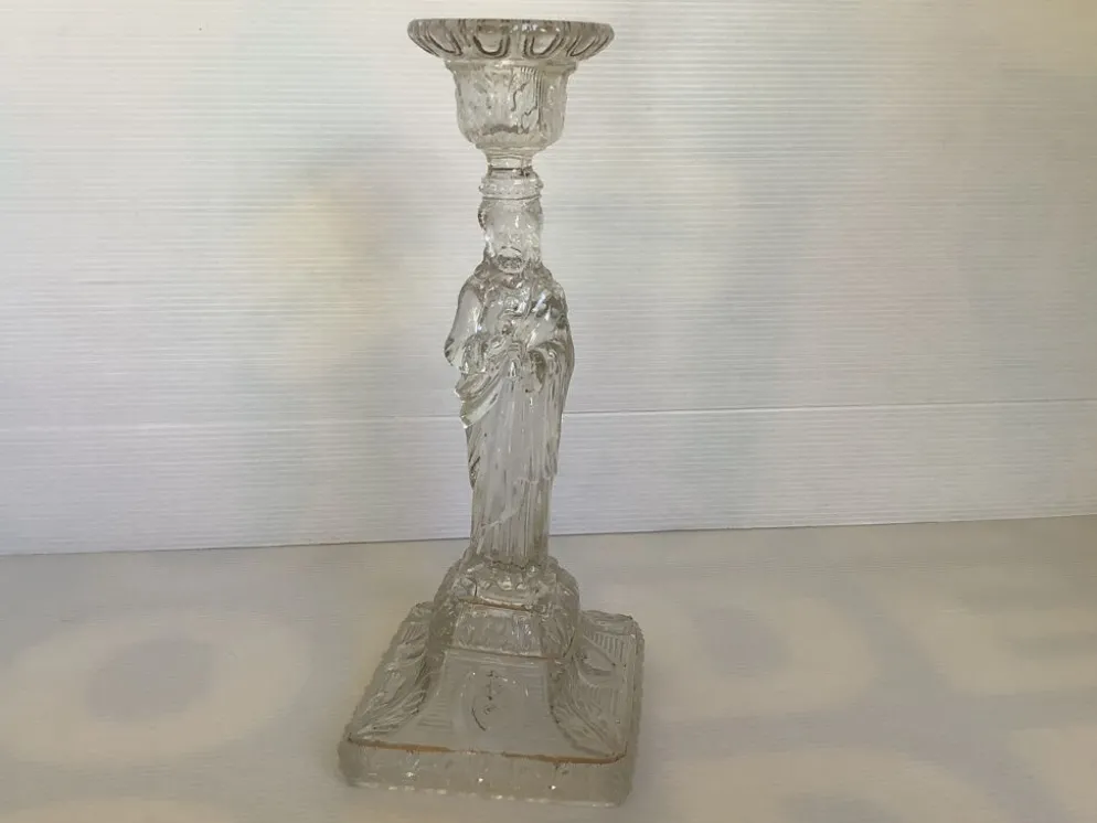 Ancien bougeoir verre moulé
