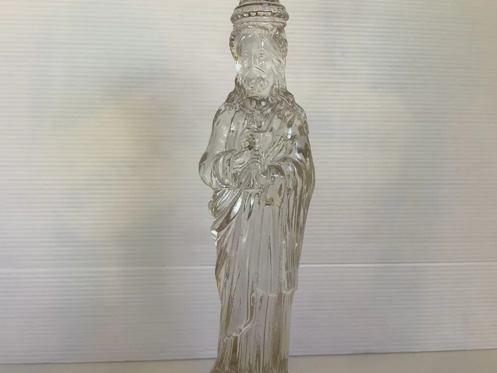Ancien bougeoir verre moulé