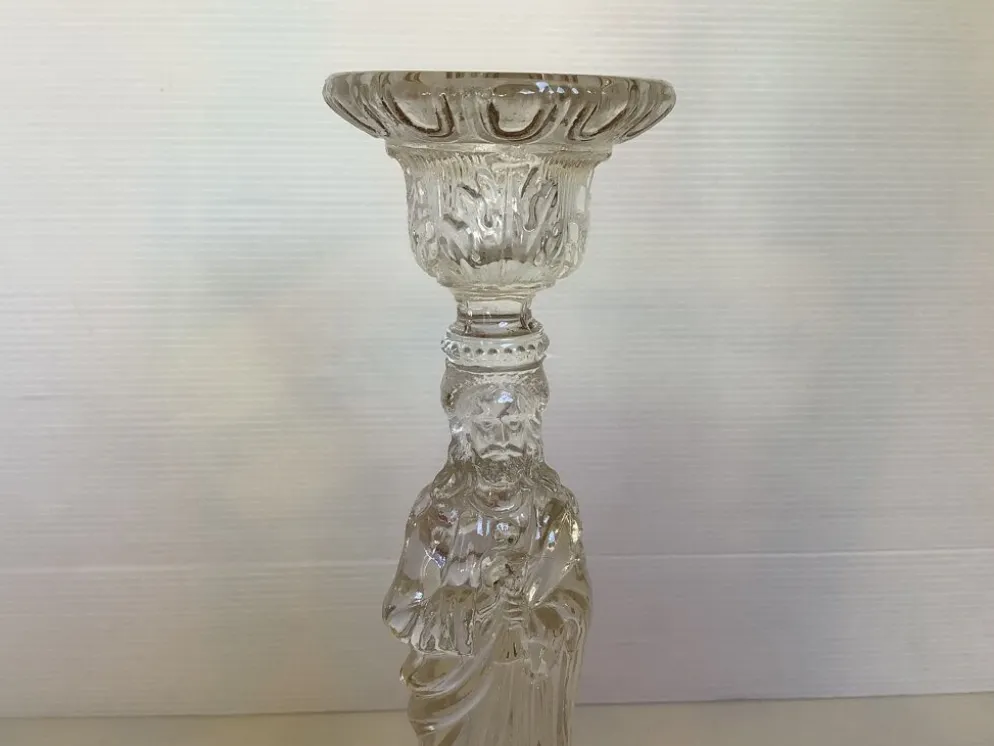 Ancien bougeoir verre moulé
