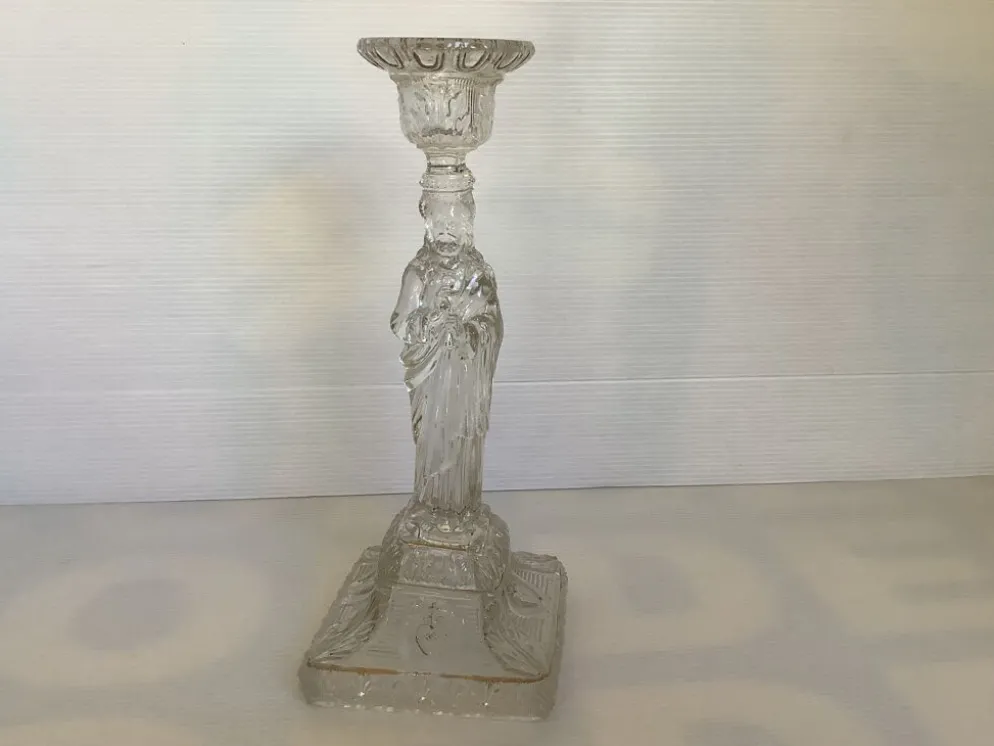 Ancien bougeoir verre moulé