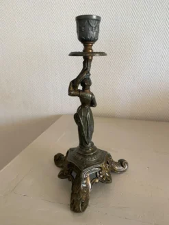 Ancien bougeoir XIXeme à figure féminine