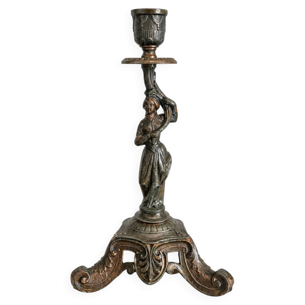 Ancien bougeoir XIXeme à figure féminine