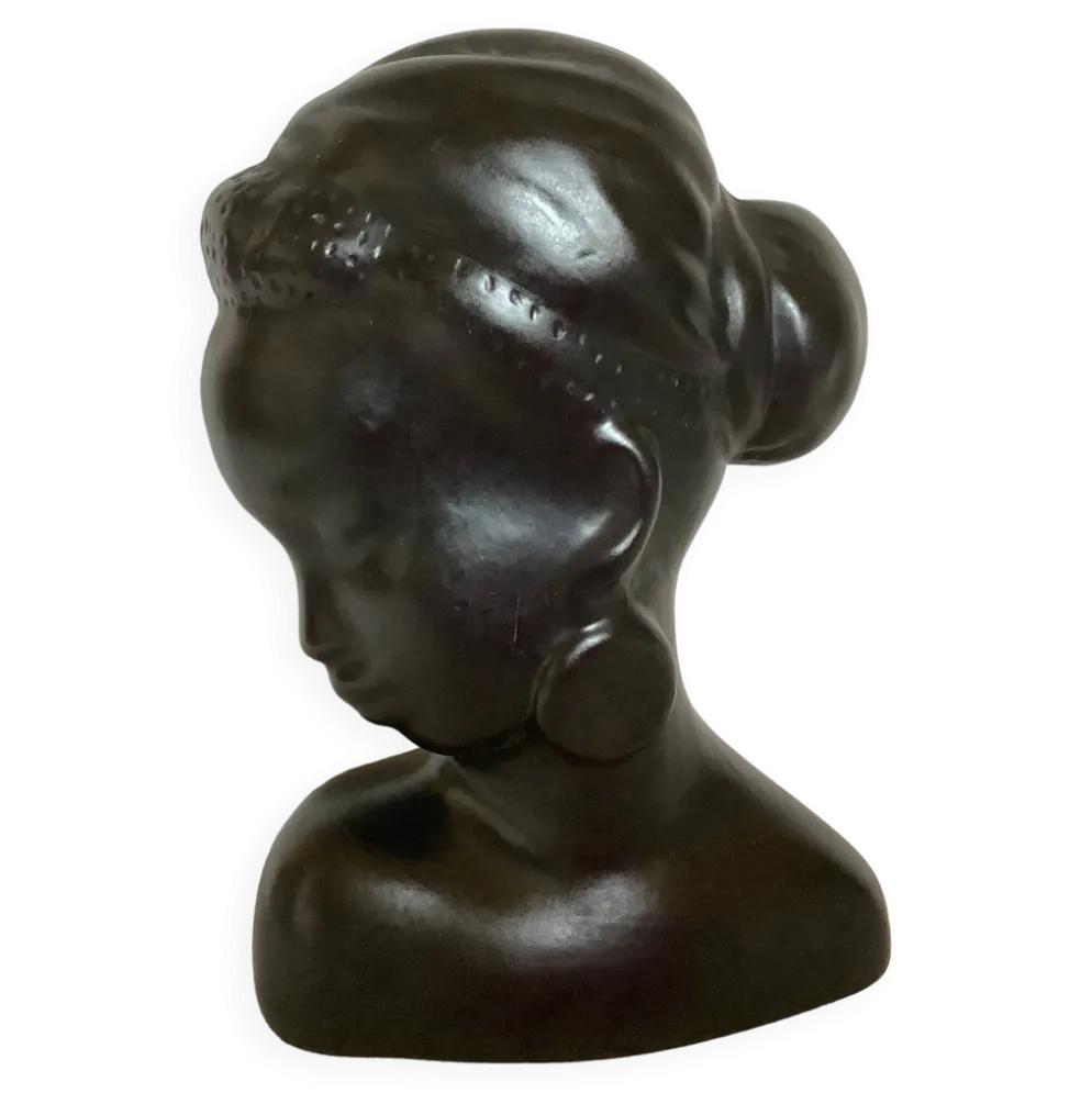 Ancien buste de femme africaine à poser ou à accrocher
