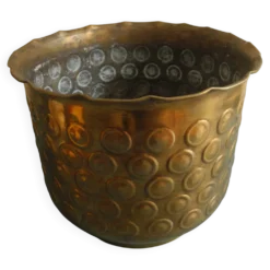 ancien cache pot laiton déco vintage brass flowers pot cover
