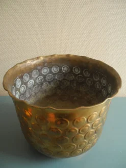 ancien cache pot laiton déco vintage brass flowers pot cover