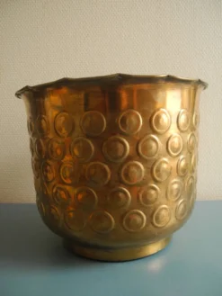 ancien cache pot laiton déco vintage brass flowers pot cover