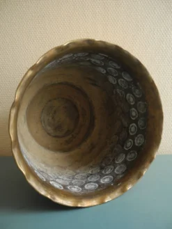 ancien cache pot laiton déco vintage brass flowers pot cover
