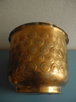 ancien cache pot laiton déco vintage brass flowers pot cover