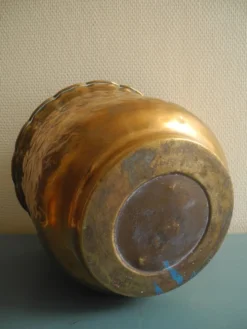 ancien cache pot laiton déco vintage brass flowers pot cover