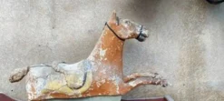 Ancien Cheval À Bascule XIXe Siècle En Bois Et Papier Mâché Peint