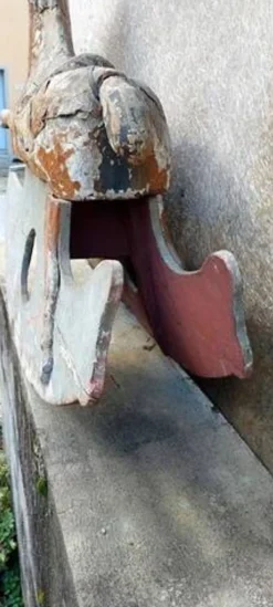 Ancien Cheval À Bascule XIXe Siècle En Bois Et Papier Mâché Peint