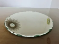Ancien grand miroir rond, à poser, biseauté, art déco, années 40 50