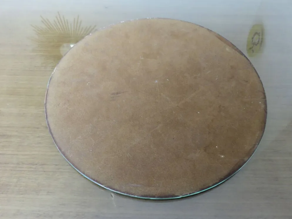 Ancien grand miroir rond, à poser, biseauté, art déco, années 40 50