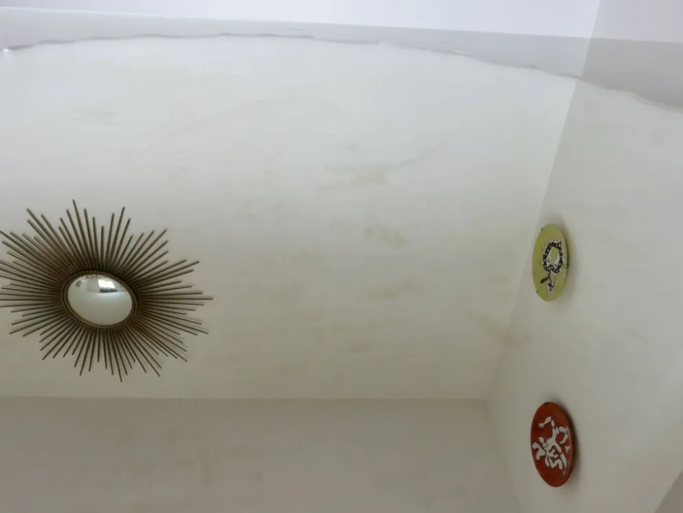 Ancien grand miroir rond, à poser, biseauté, art déco, années 40 50
