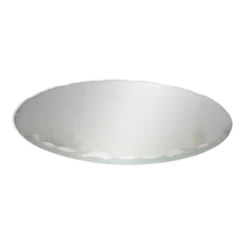 Ancien grand miroir rond, à poser, biseauté, art déco, années 40 50