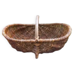 Ancien grand panier bourguignon en osier