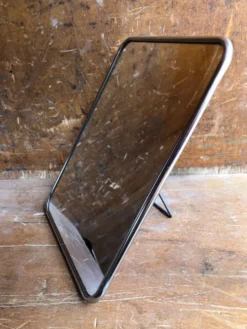 Ancien miroir barbier contour alu + trépied décoration années 50 vintage