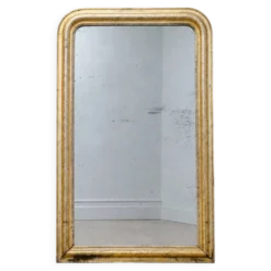 Ancien miroir Louis Philippe au mercure, dorure à l’or, fin 19ème