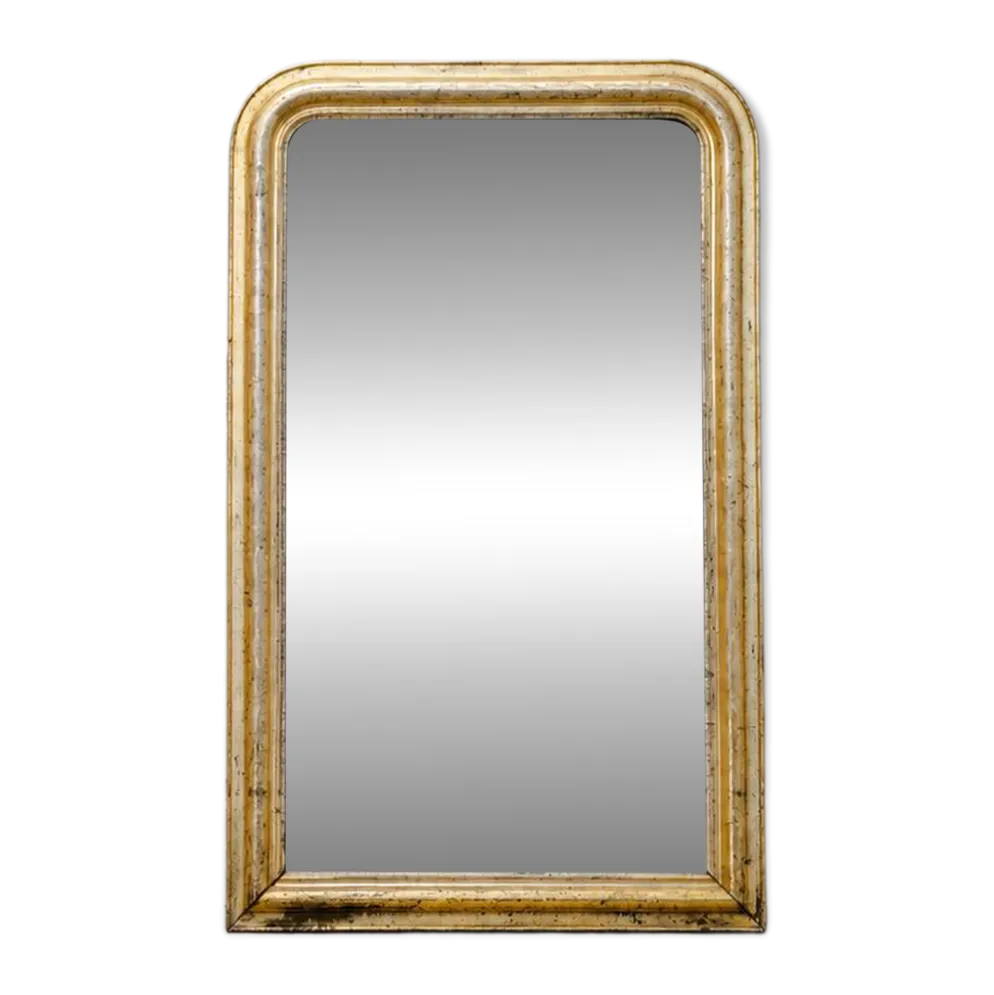 Ancien miroir Louis Philippe au mercure, dorure à l’or, fin 19ème