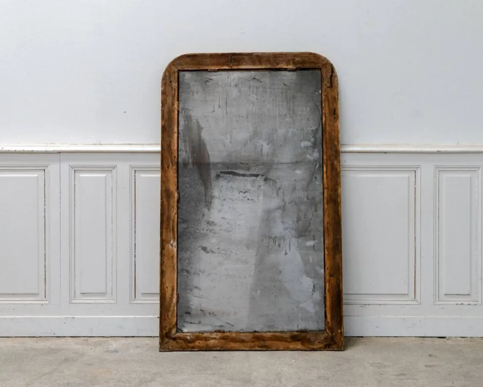 Ancien miroir Louis Philippe au mercure, dorure à l’or, fin 19ème