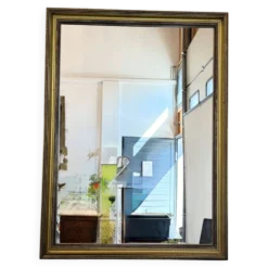 Ancien miroir mural rectangulaire cadre en bois doré vintage