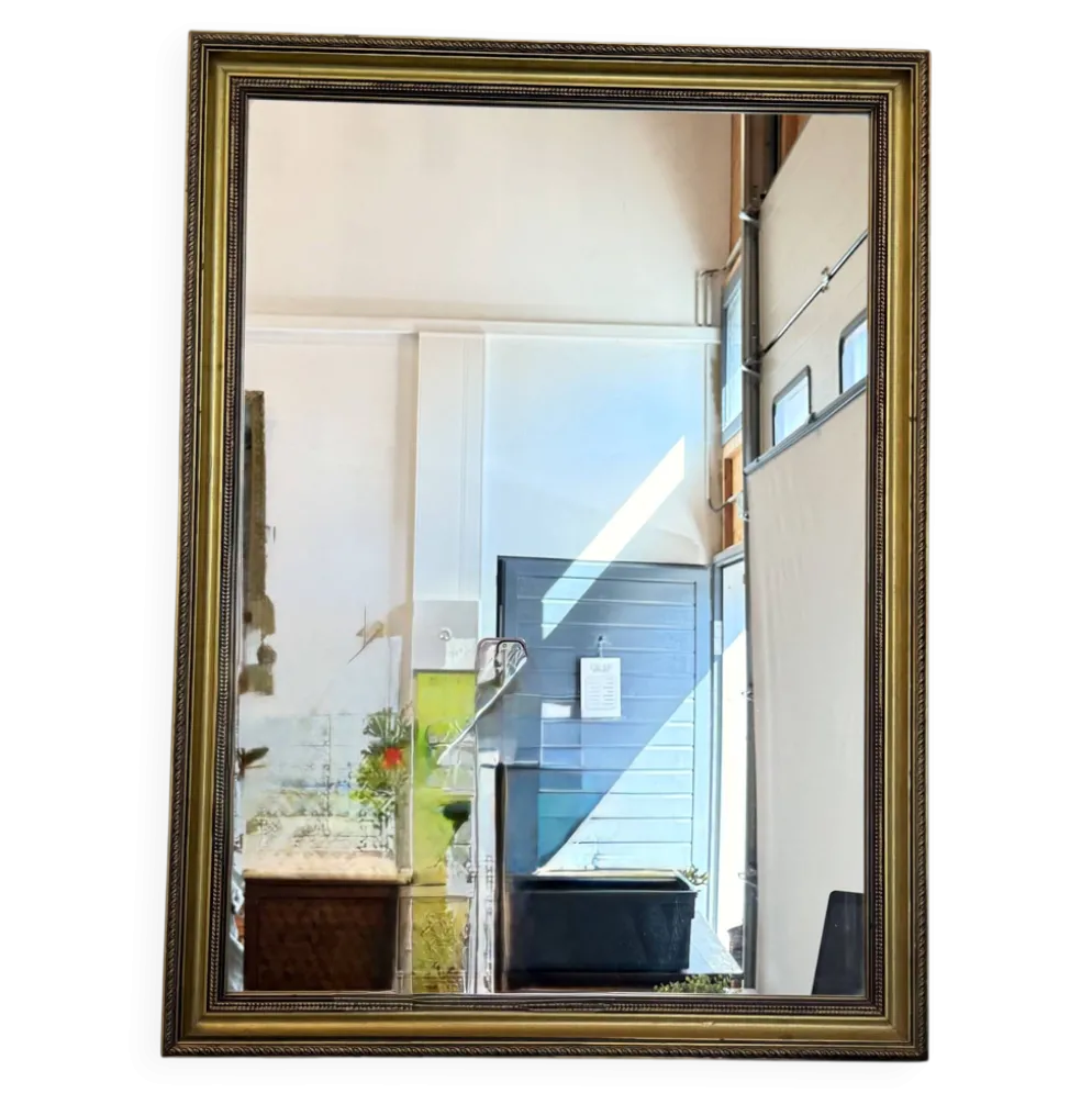 Ancien miroir mural rectangulaire cadre en bois doré vintage